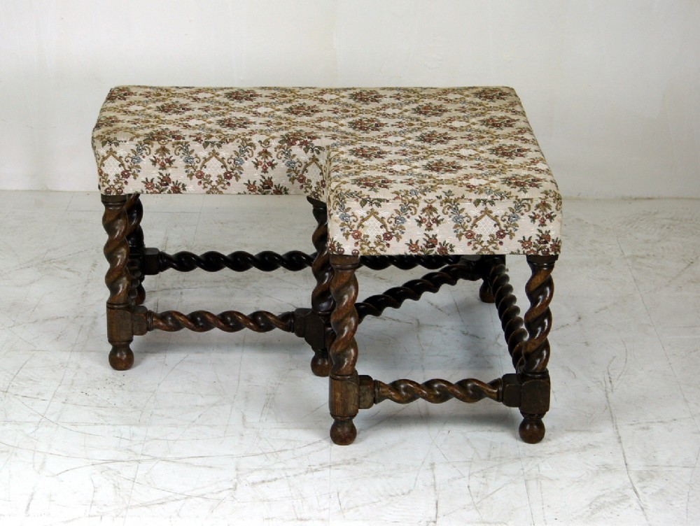 A rare, useful oak barley twist window seat