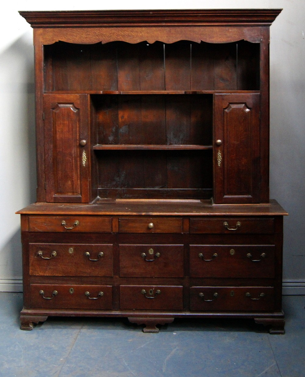 An exceptional solid oak country dresser