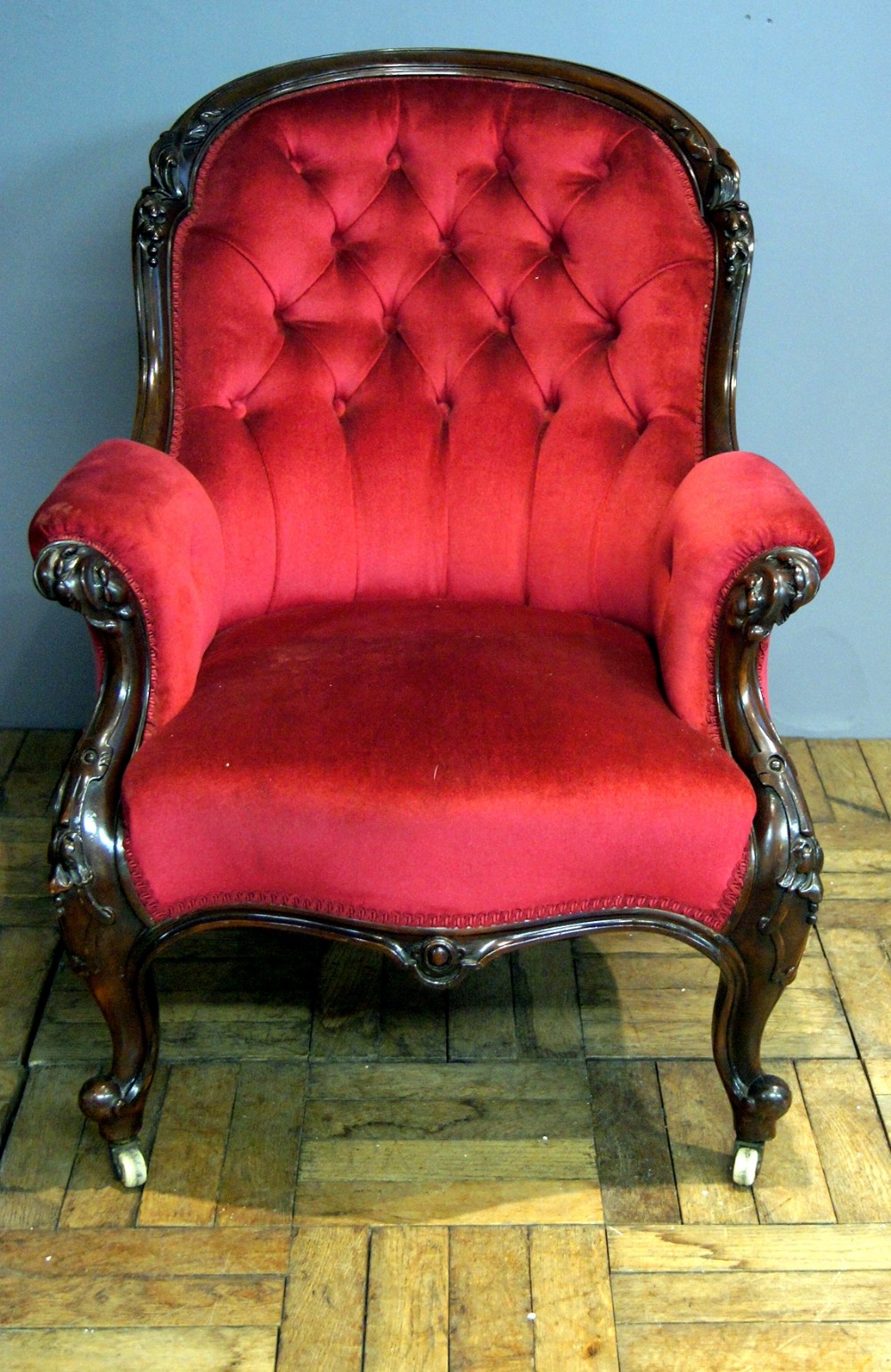 A very good quality Victorian Rosewood upholstered armchair