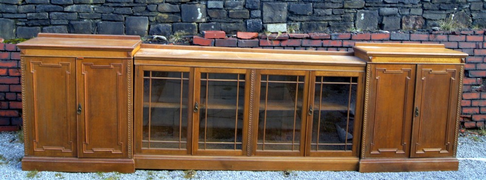 A stunning antique oak bookcase of great proportions