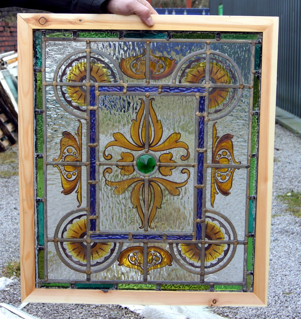 A lovely painted stained glass window 