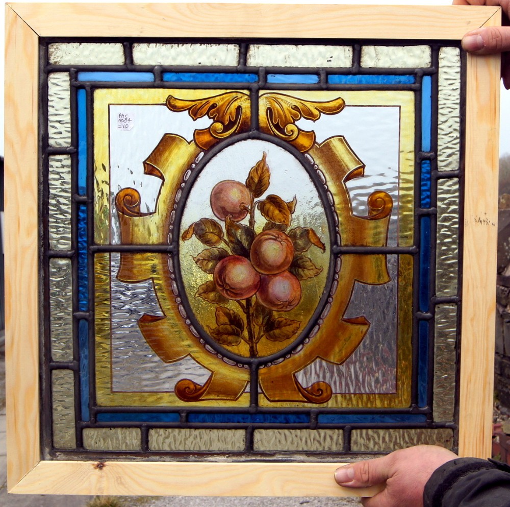 A stunning vibrant leaded glass painted window