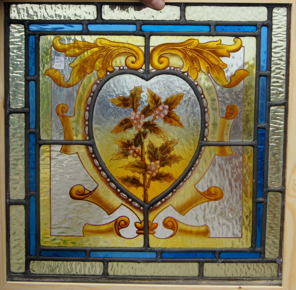 A stunning leaded glass painted window