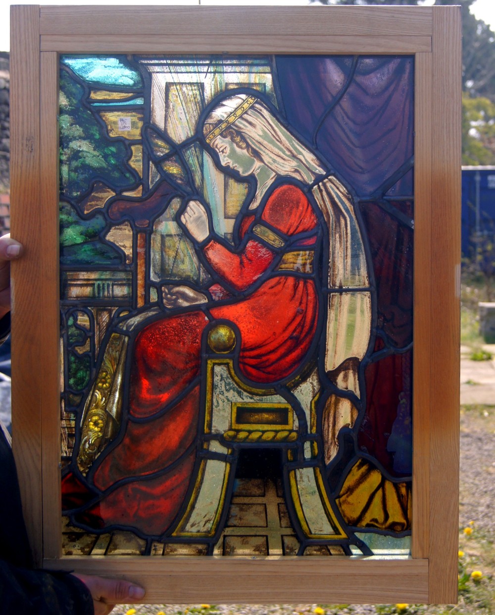 A very good arts and crafts hand made Scottish school leaded glass window