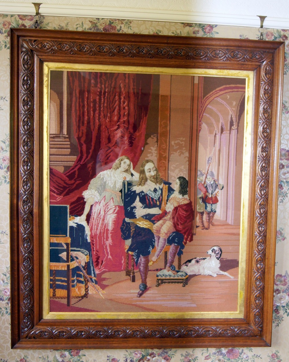 A large stunning quality Berlin Woolwork Tapestry of Charles I