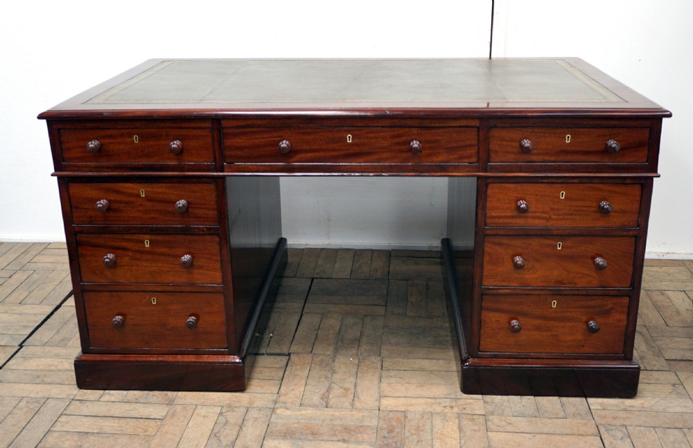 A superb Victorian mahogany pedastal desk