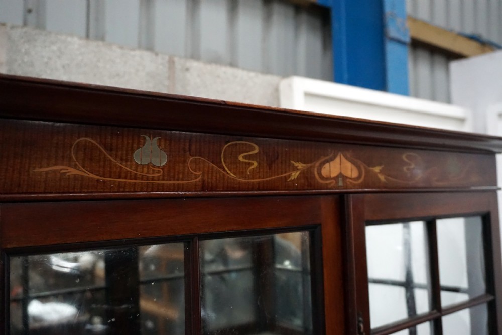 A very good art nouveau inlaid Scottish school cabinet View V