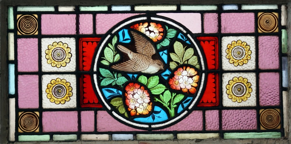 A stunning vibrant Victorian Southport bird window  View III