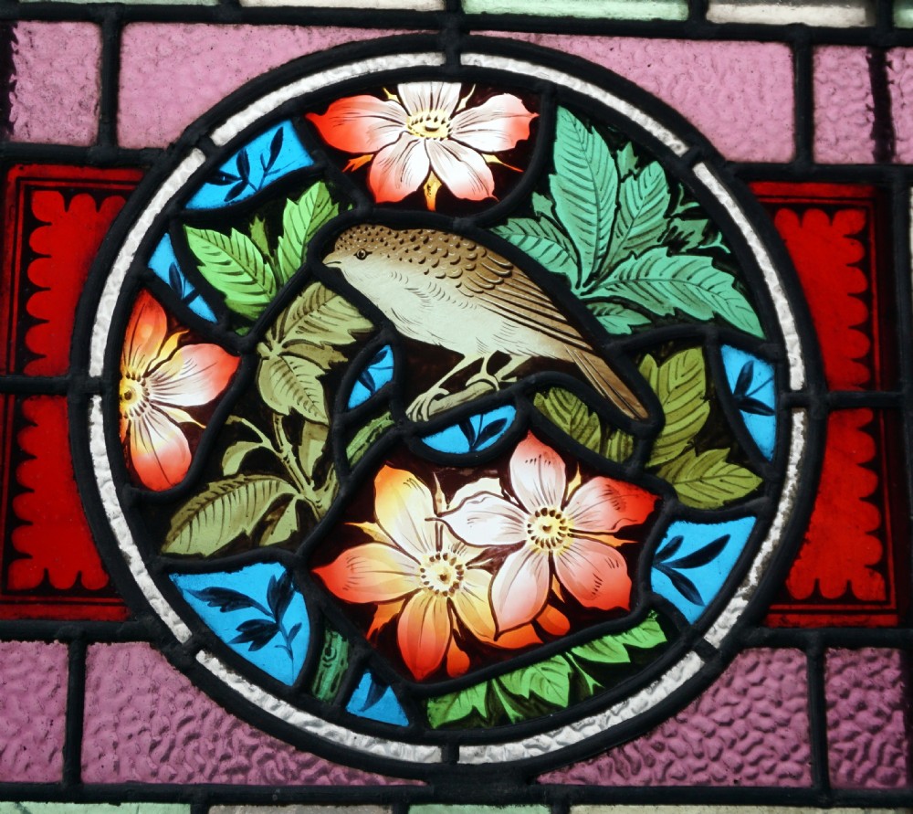 A STUNNING VIBRANT VICTORIAN SOUTHPORT BIRD WINDOW View II