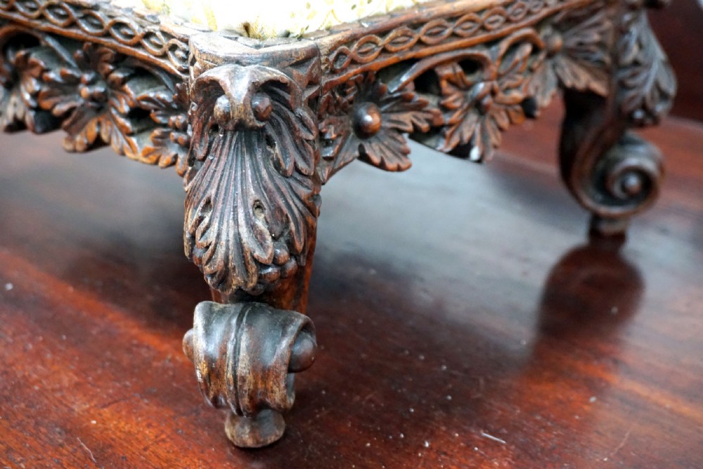 A well carved Rosewood Victorian footstool View II