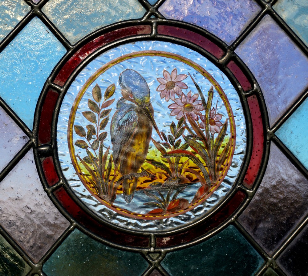 A fantastic painted leaded glass bird window View V