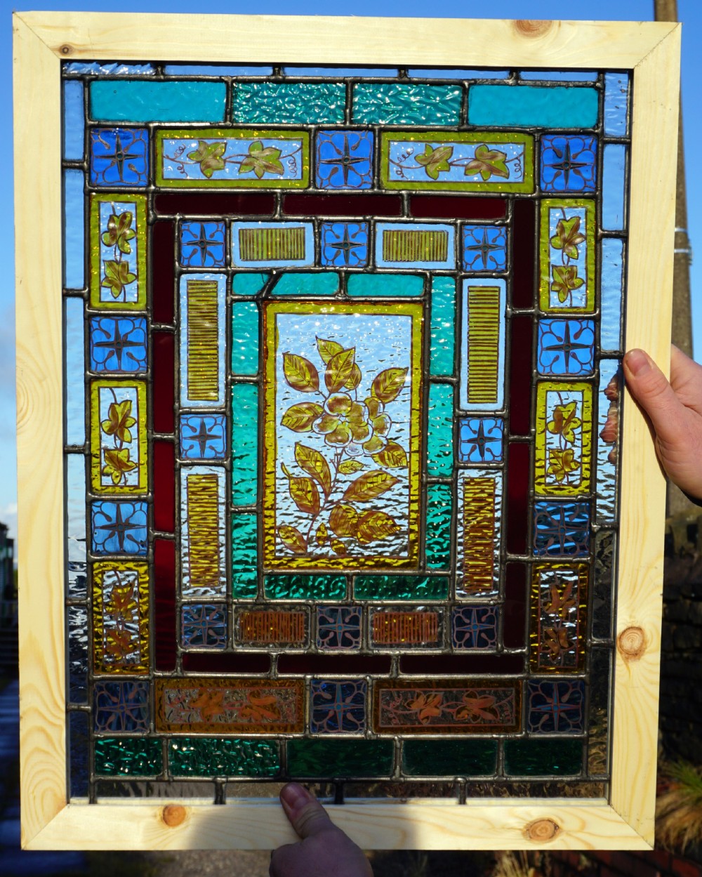 A very good painted leaded glass window View IV