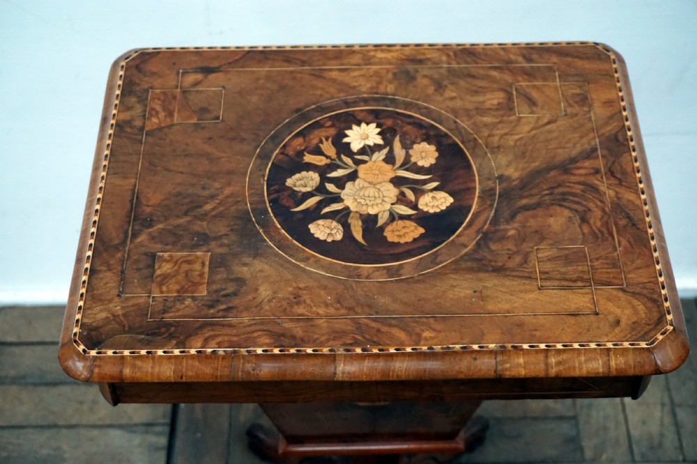 A good honest original Victorian burr walnut sewing box View III