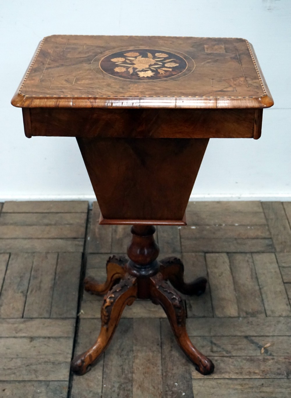 A good honest original Victorian burr walnut sewing box View VI