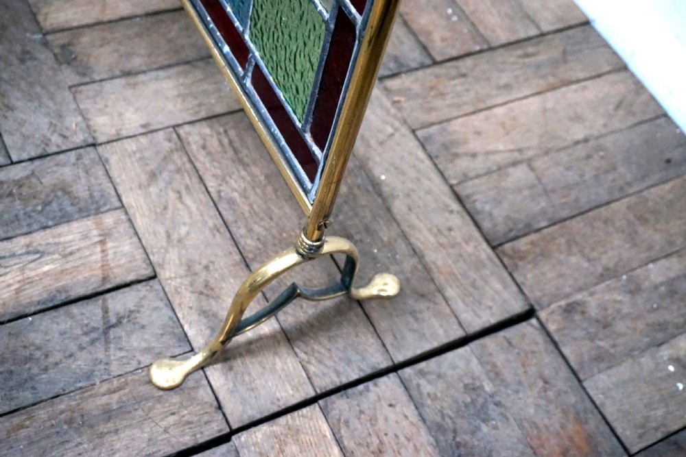 A good late Victorian leaded glass fire screen View II