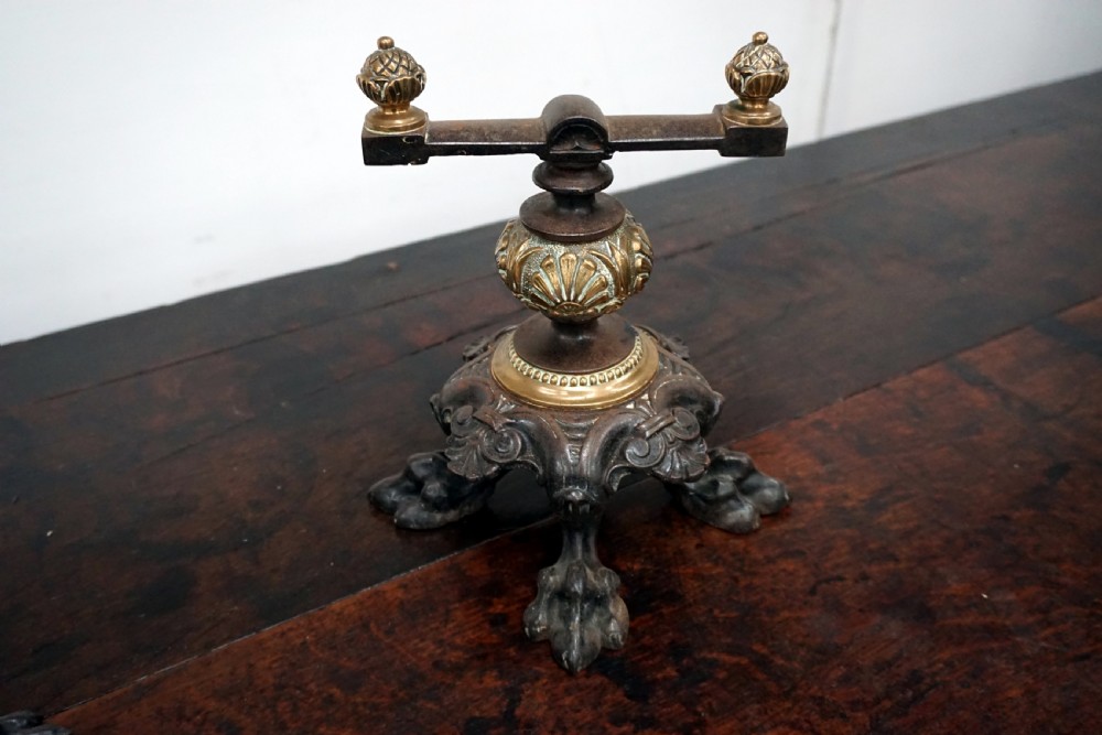 A superb pair of early Victorian bronze and cast iron andirons  View III