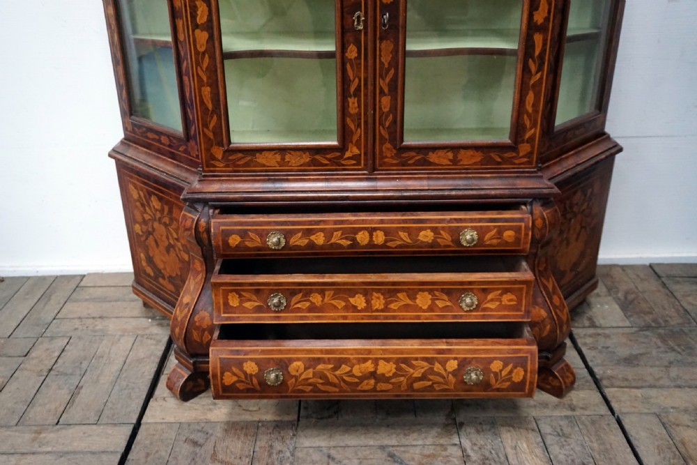 A fantastic miniature Dutch marquetry inlaid cabinet on chest View IV
