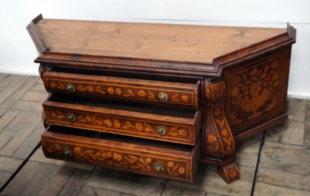 A fantastic miniature Dutch marquetry inlaid cabinet on chest View VII
