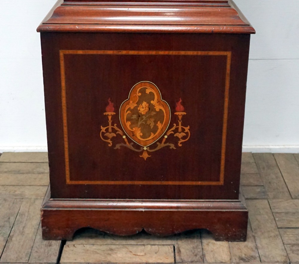 A good 3 train inlaid Edwardian mahogany Grandfather clock View III