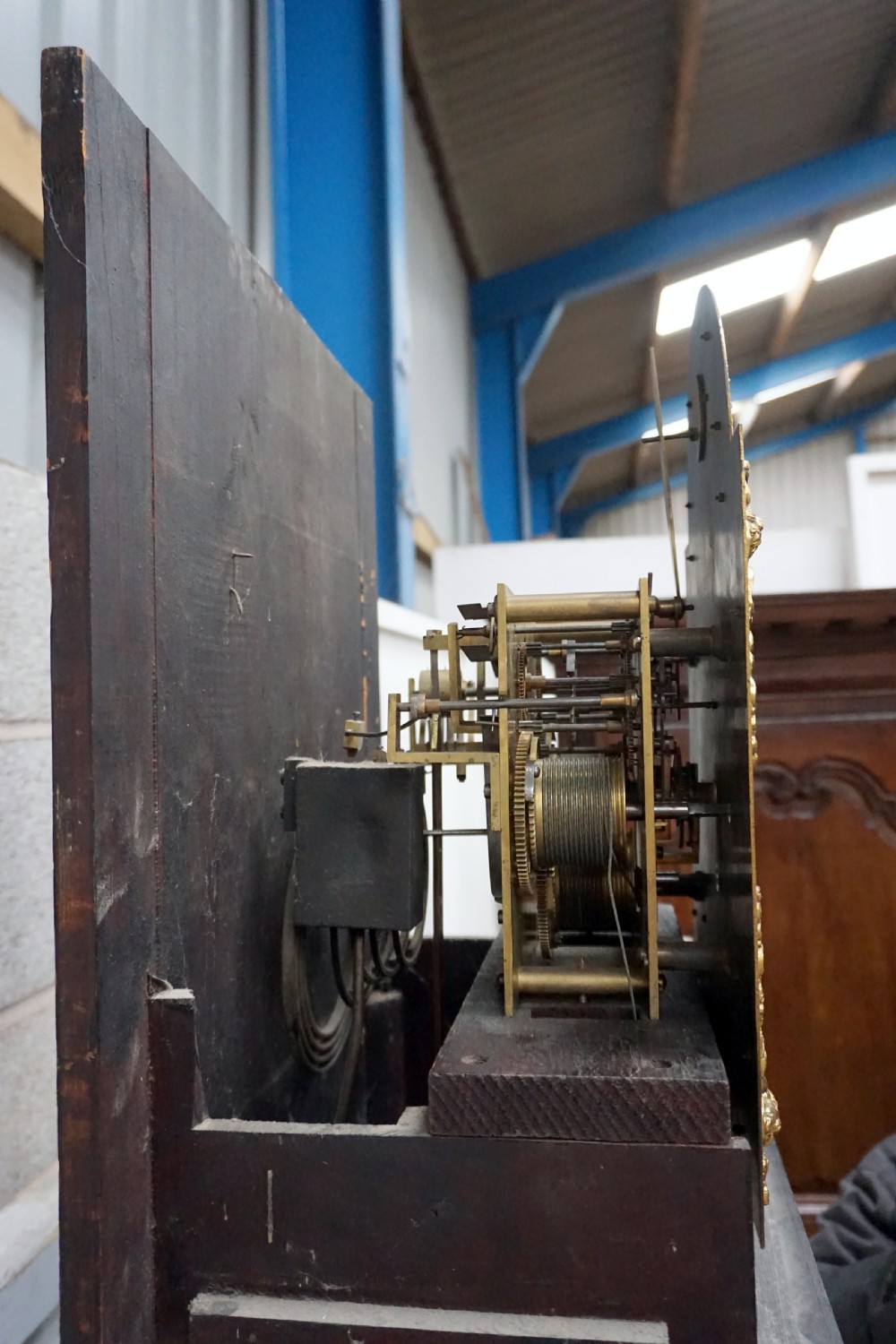 A good 3 train inlaid Edwardian mahogany Grandfather clock View V