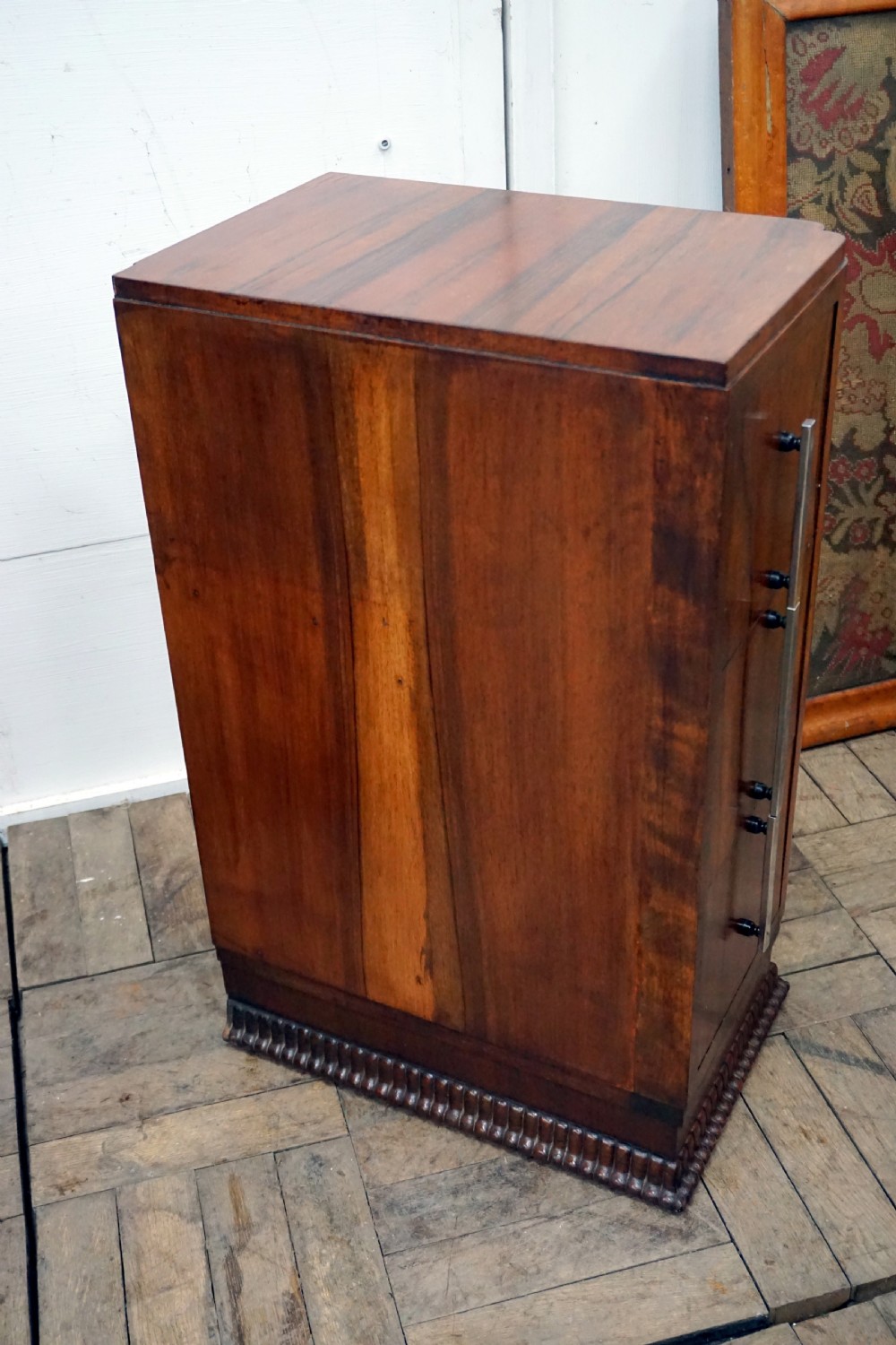 A pair of walnut deco bedside chests View V