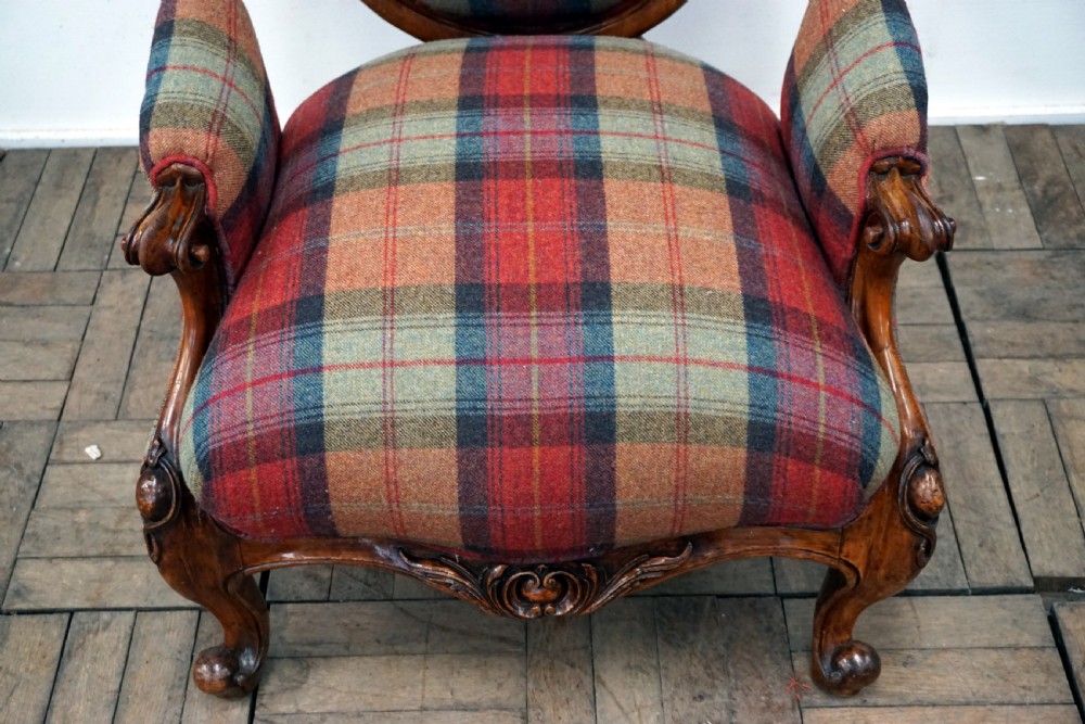 A fantastic Victorian mahogany open arm armchair View VII