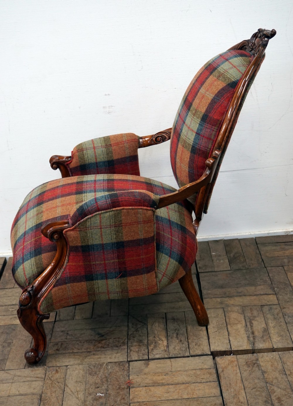 A fantastic Victorian mahogany open arm armchair View VIII
