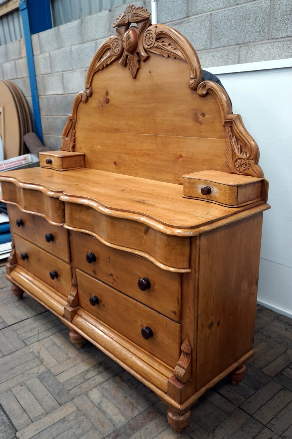 A good Victorian pine sideboard stripped and waxed  View VII