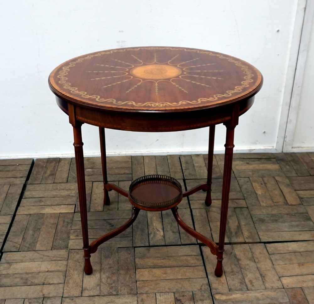 A top quality Sheraton style inlaid side table  View II