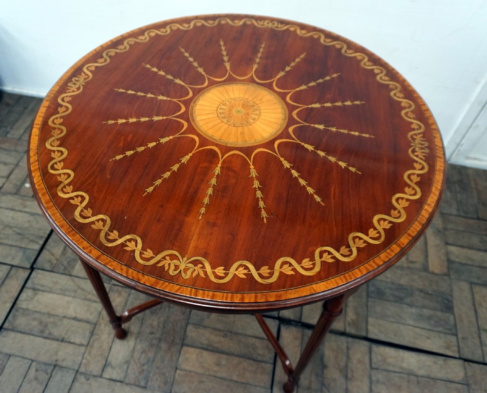 A top quality Sheraton style inlaid side table  View III