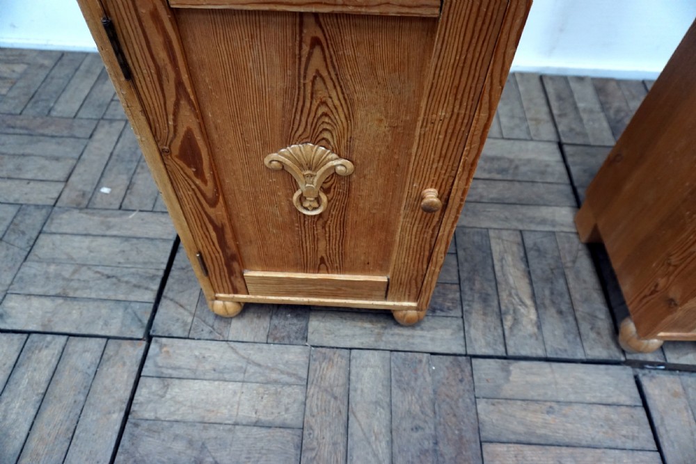 A pair of continental marble top pine bedside cabinets View II