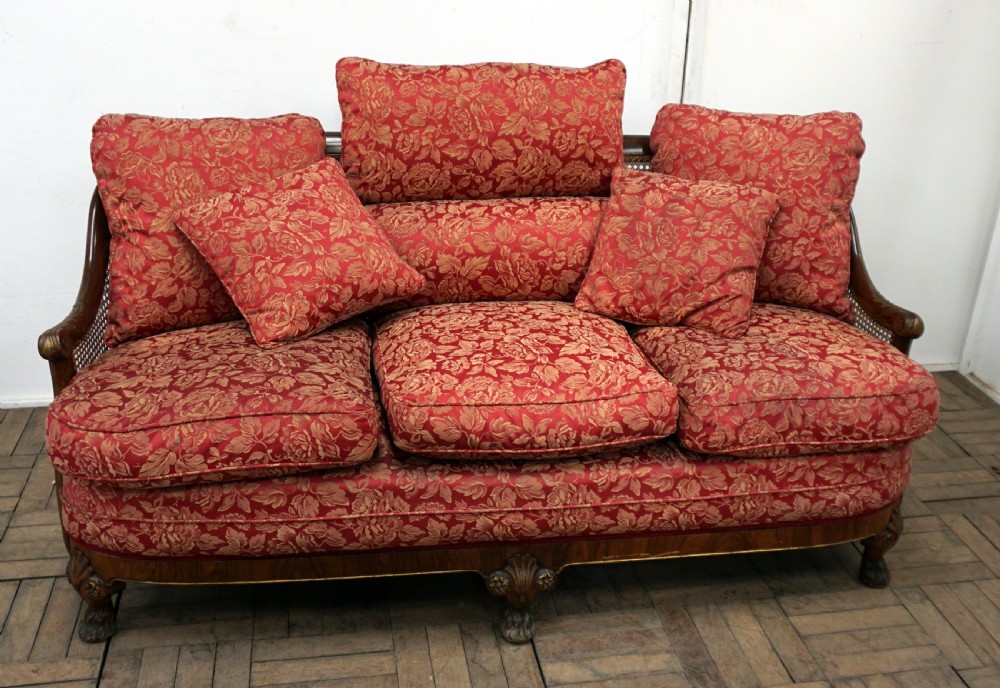 Superb quality walnut 3 piece bergere suite View X