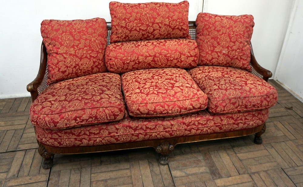 Superb quality walnut 3 piece bergere suite View XI