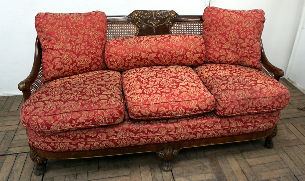 Superb quality walnut 3 piece bergere suite View XII