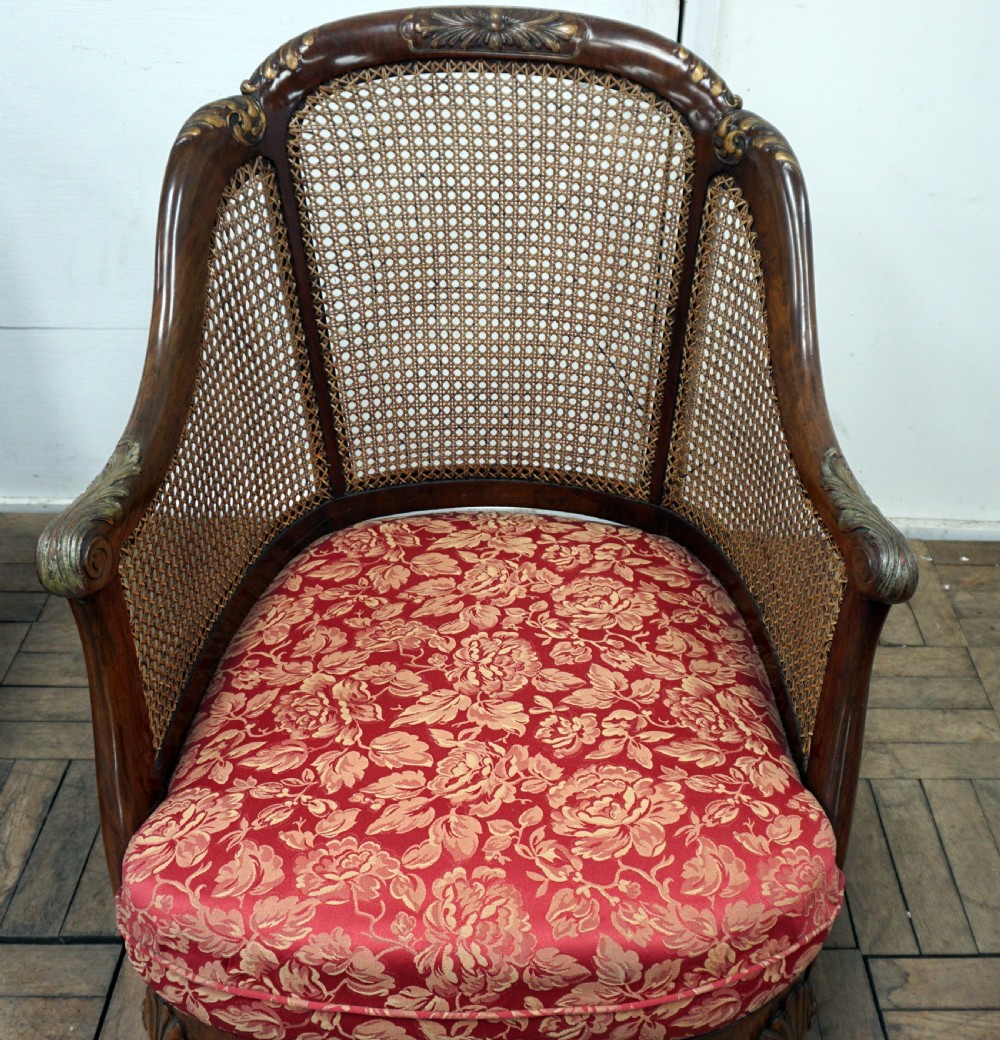 Superb quality walnut 3 piece bergere suite View XVII