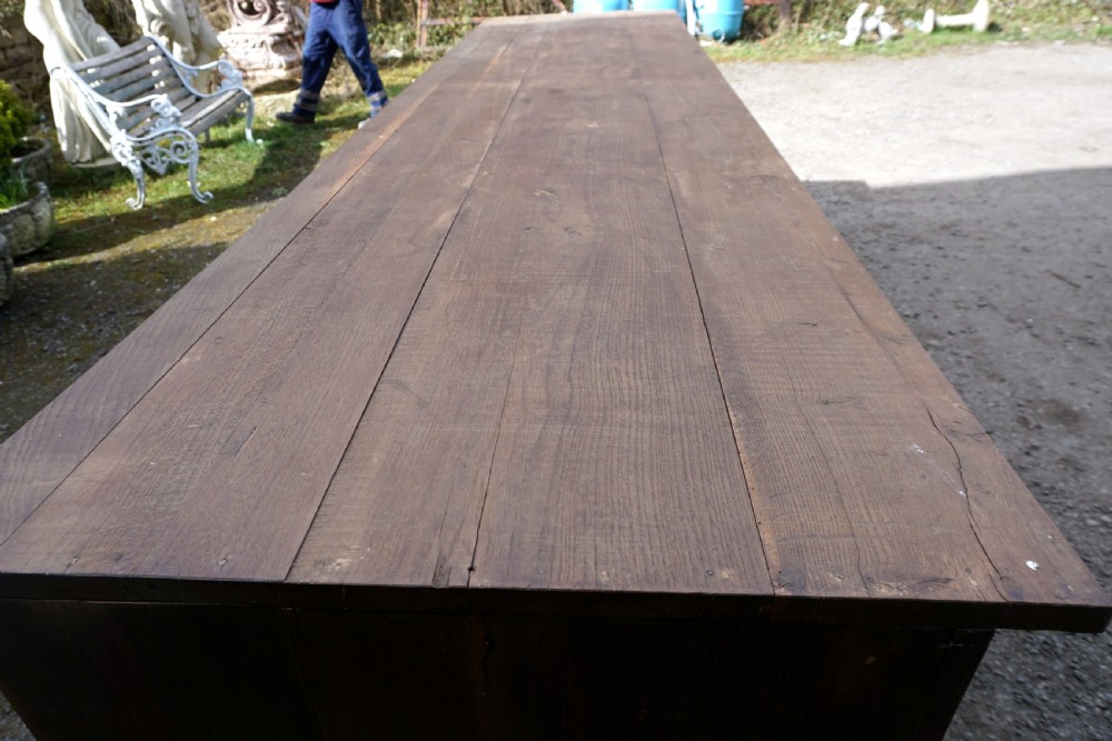 A solid oak French shop counter of impressive proportions View II