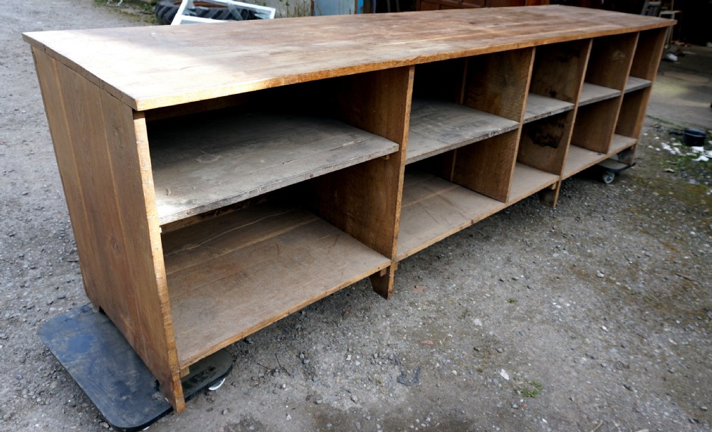 A solid oak French shop counter of impressive proportions View IV