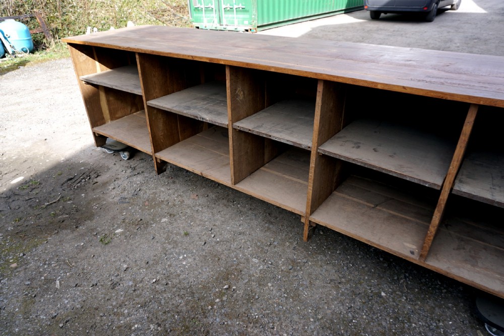 A solid oak French shop counter of impressive proportions View V
