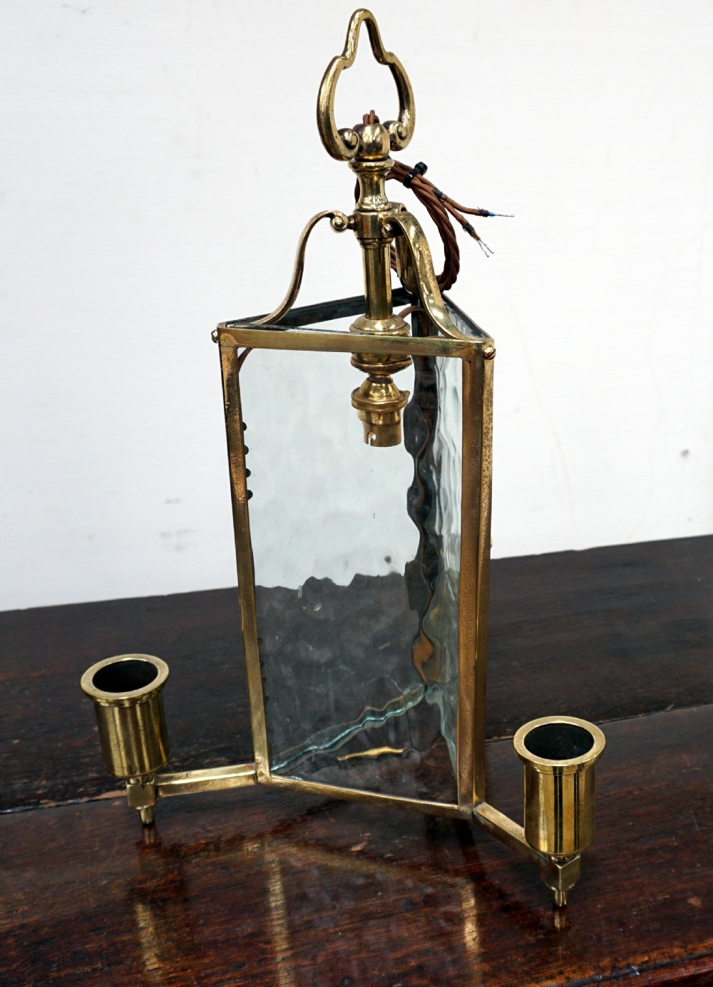 An Edwardian brass and glass lantern 
