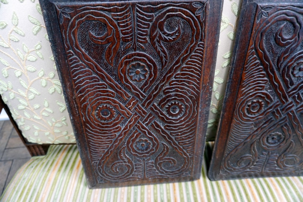 A pair of carved oak English panels  View II