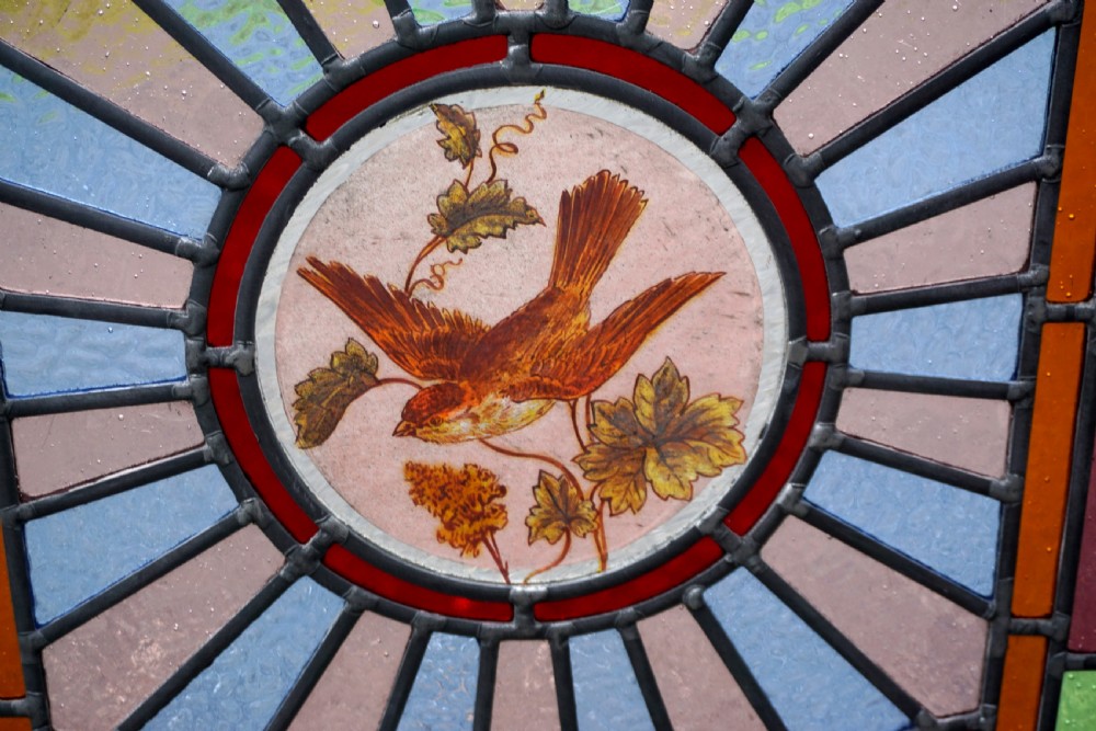 A good late Victorian leaded glass and brass fire screen View III