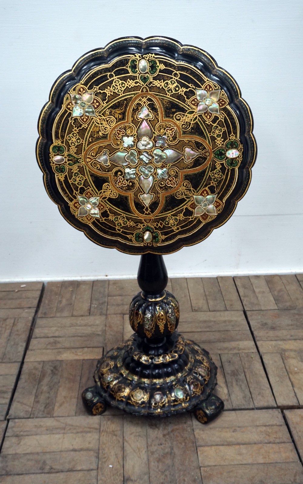 An exceptional Victorian Papier-Mache tilt top table