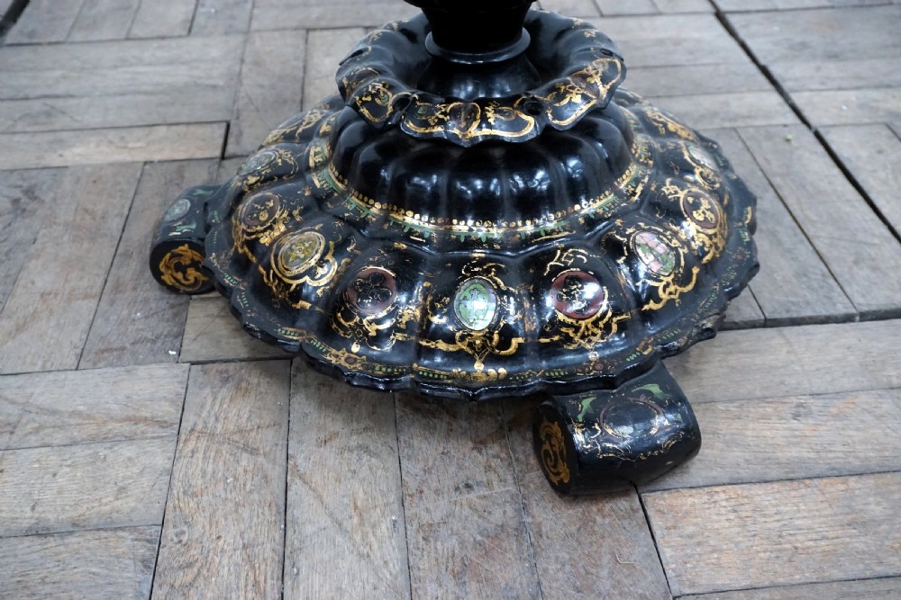 An exceptional Victorian Papier-Mache tilt top table View V