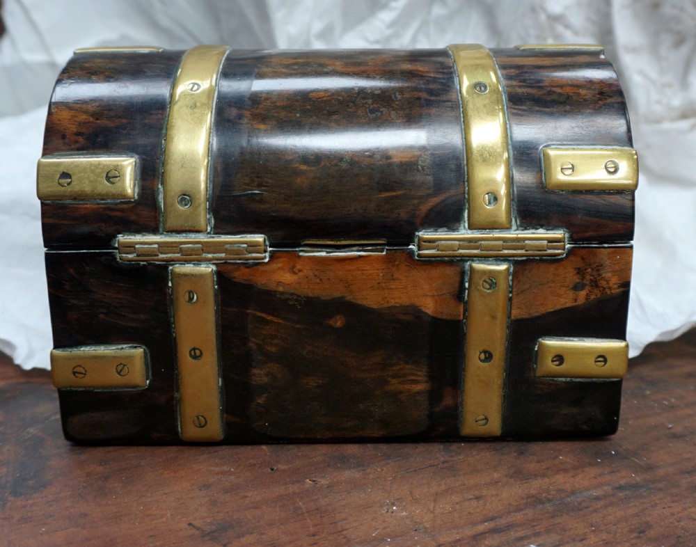 A charming brass bound coromandel Victorian casket View IV