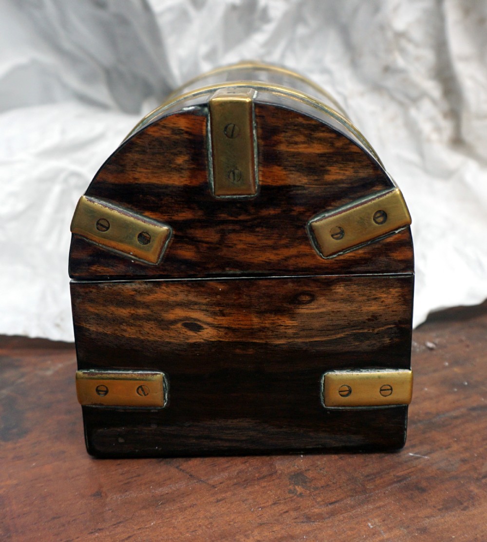 A charming brass bound coromandel Victorian casket View V