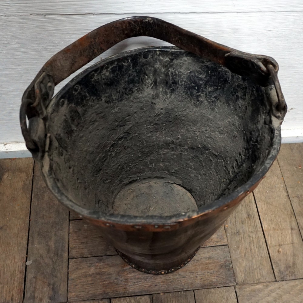 An 18th century original leather peat bucket  View III