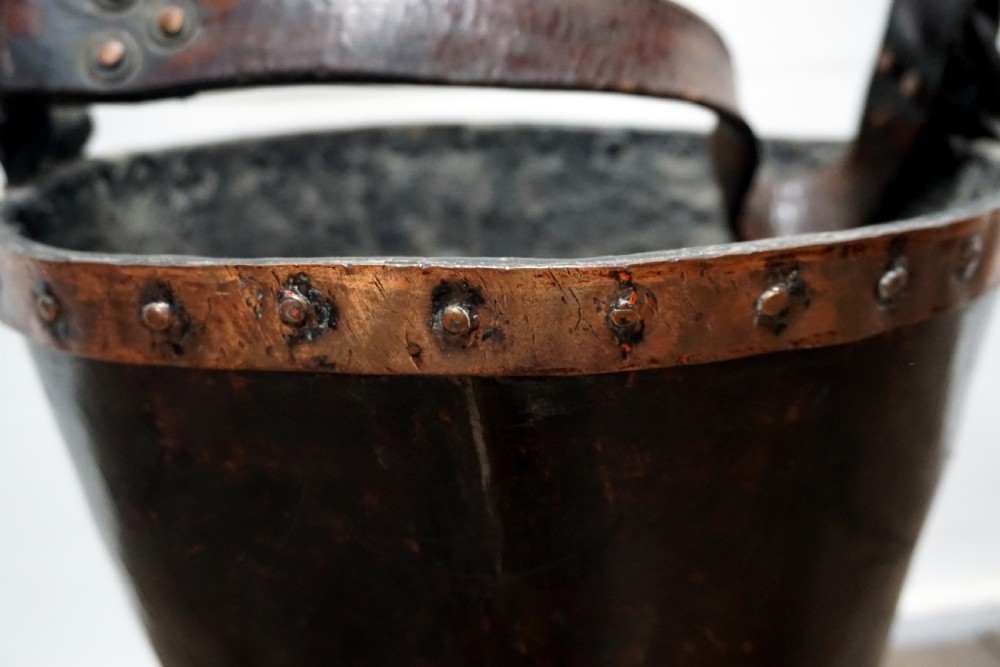 An 18th century original leather peat bucket  View VII