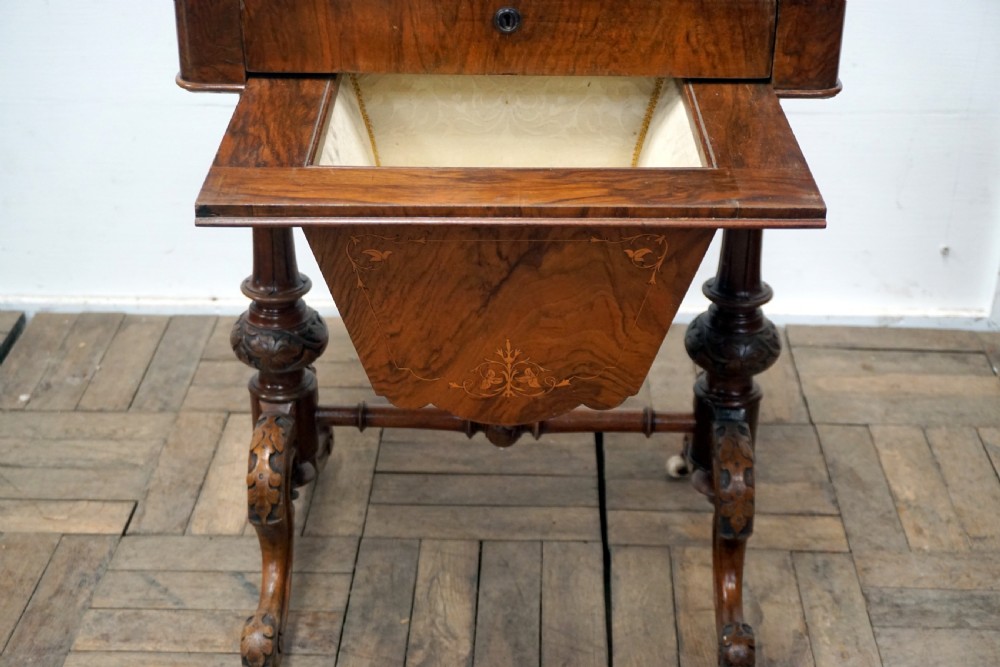 A good Victorian burr walnut games compendium and sewing box View III