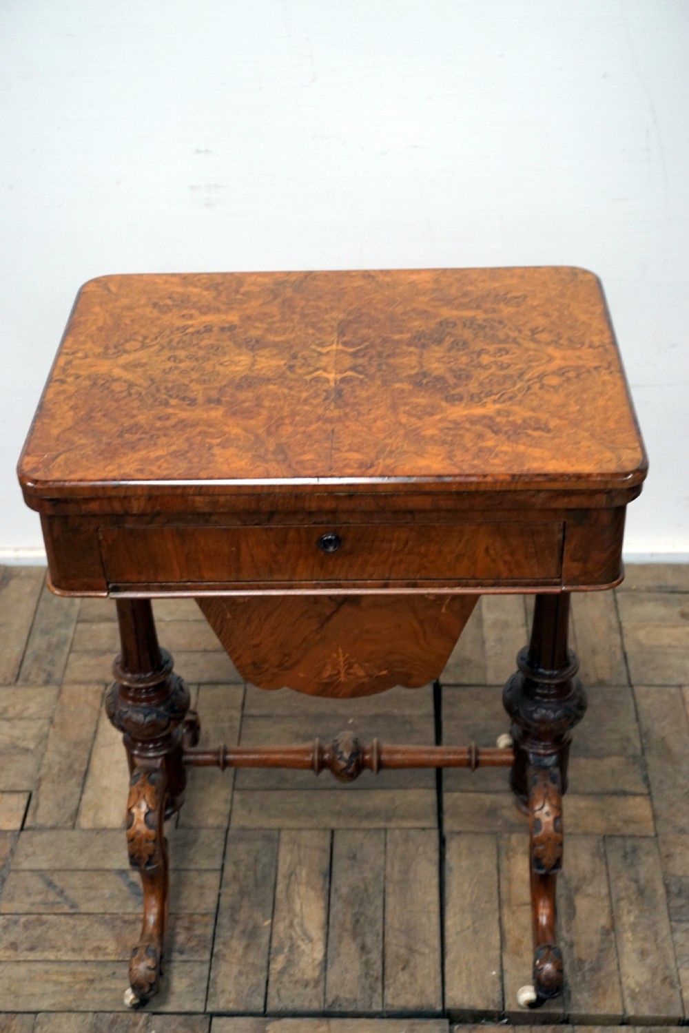 A good Victorian burr walnut games compendium and sewing box View IV