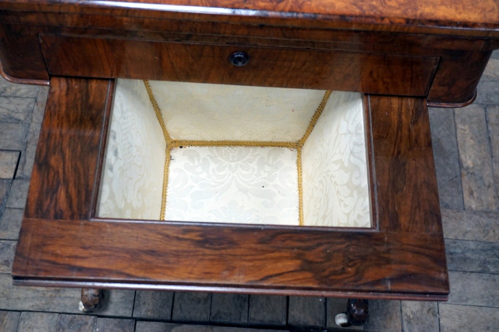 A good Victorian burr walnut games compendium and sewing box View V